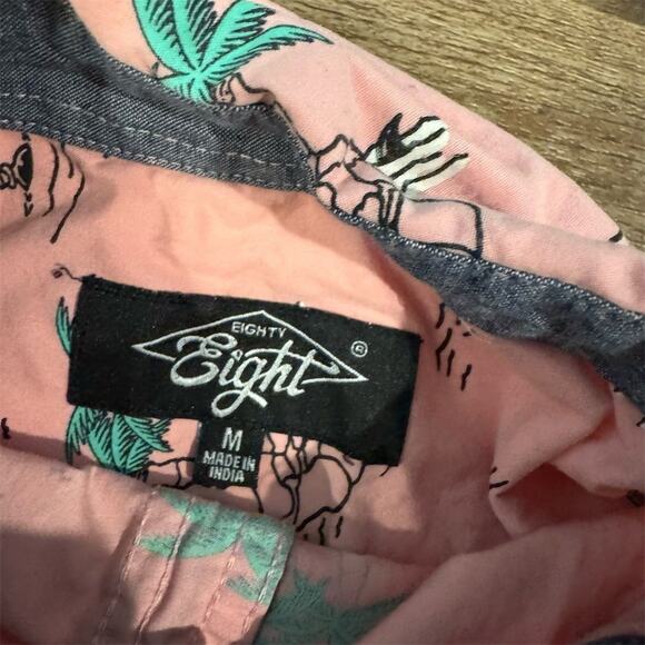 Eighty Eight Pink Hawaiian Graphic Print Short Sleeve Camp Shirt M Cruise Resort - Picture 4 of 7